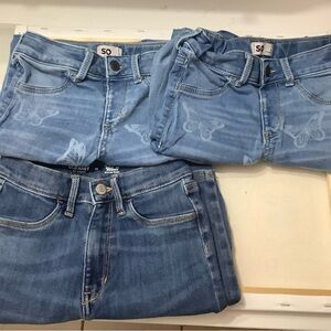 Girl 3 Bundle Blue Jeans Butterfly Print Size 10